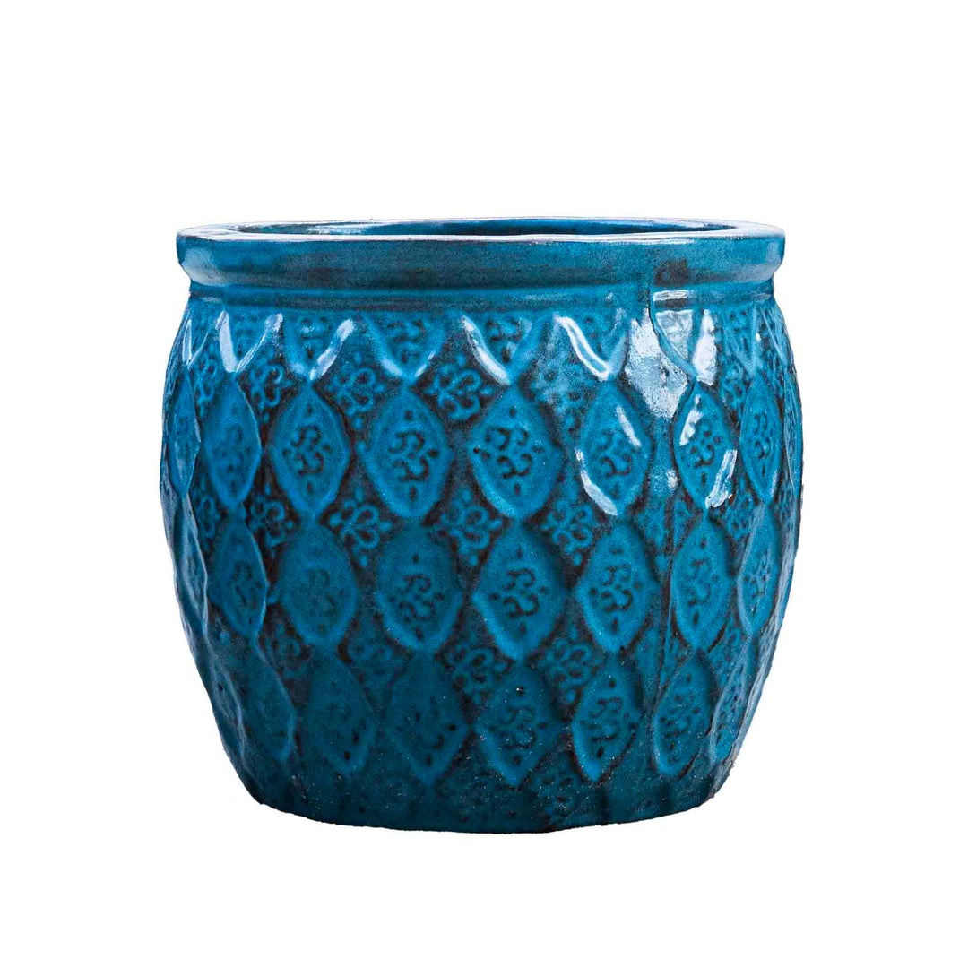 Outdoor Glazed Blue Lava Pot