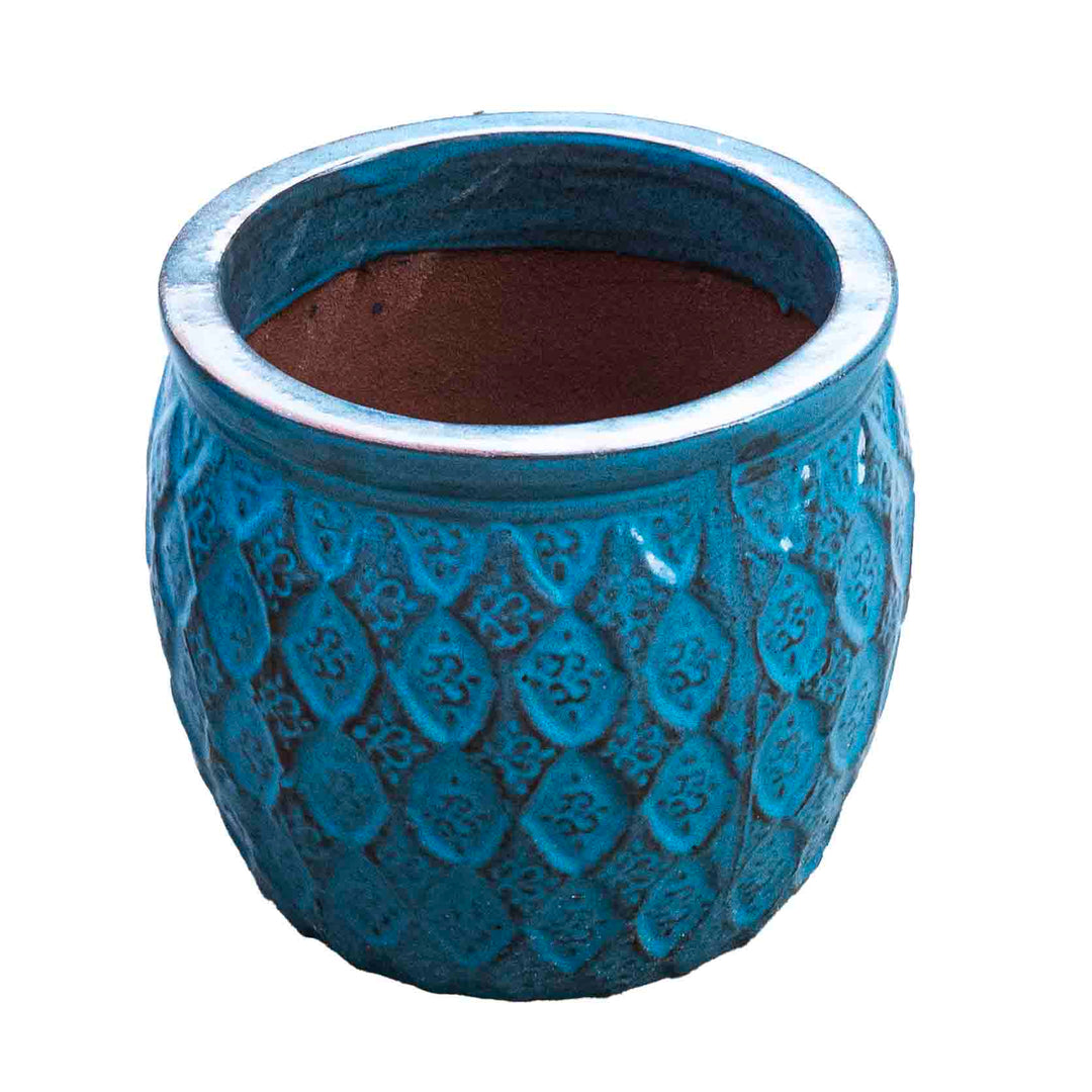 Outdoor Glazed Blue Lava Pot