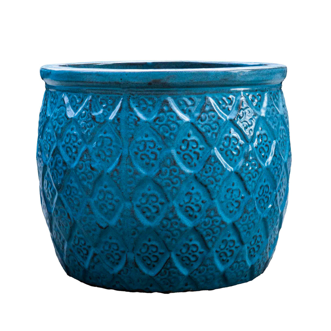 Outdoor Glazed Blue Lava Pot