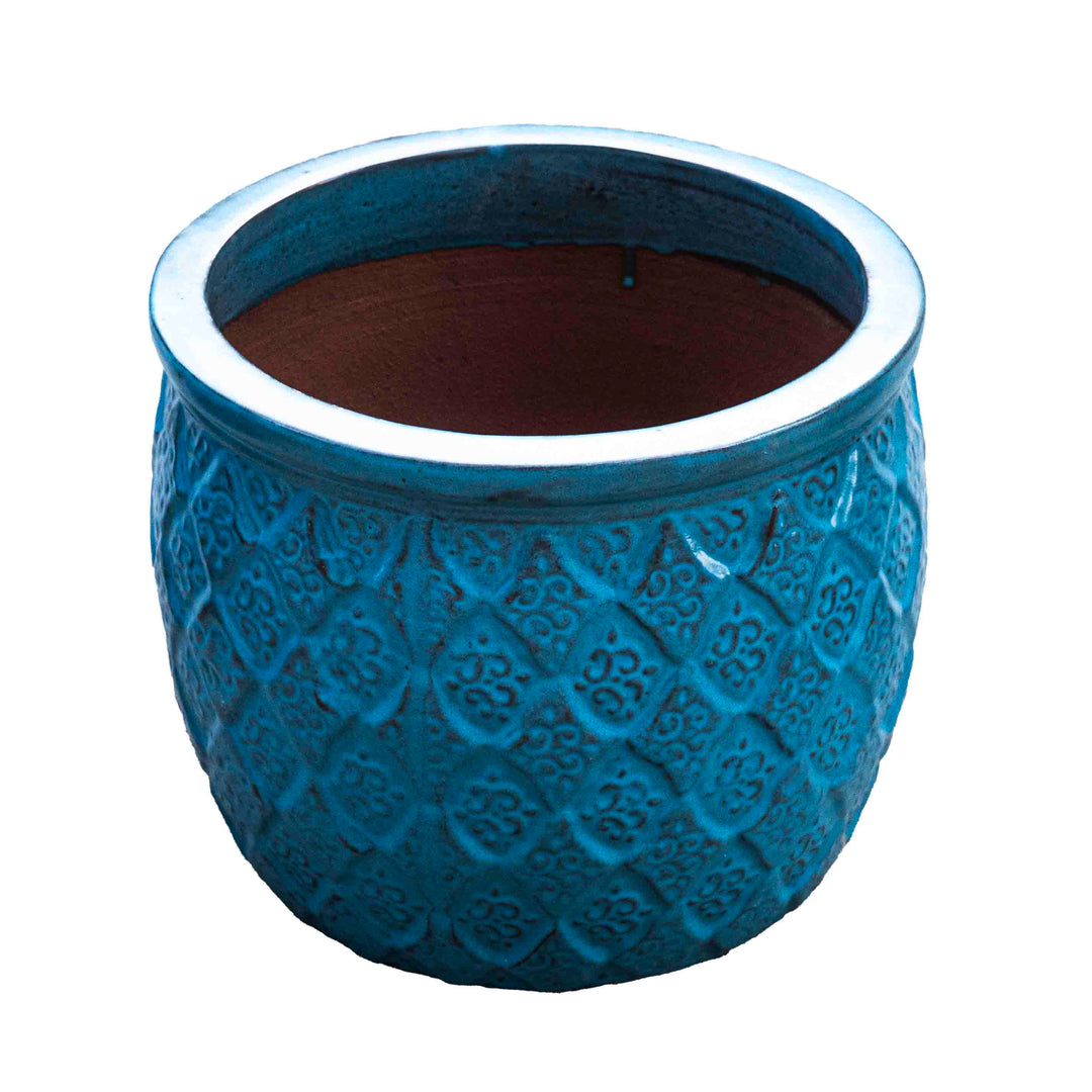 Outdoor Glazed Blue Lava Pot