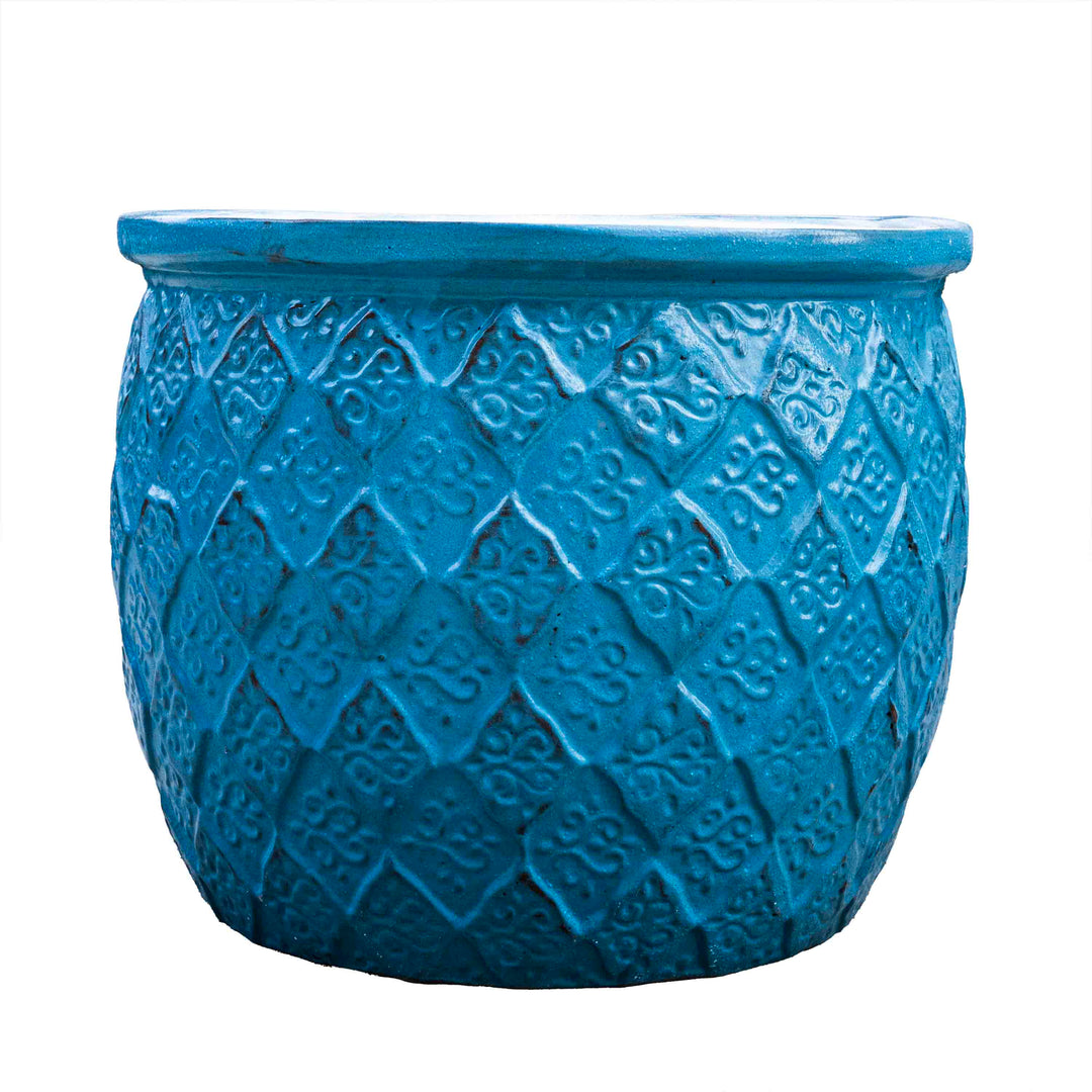 Outdoor Glazed Blue Lava Pot