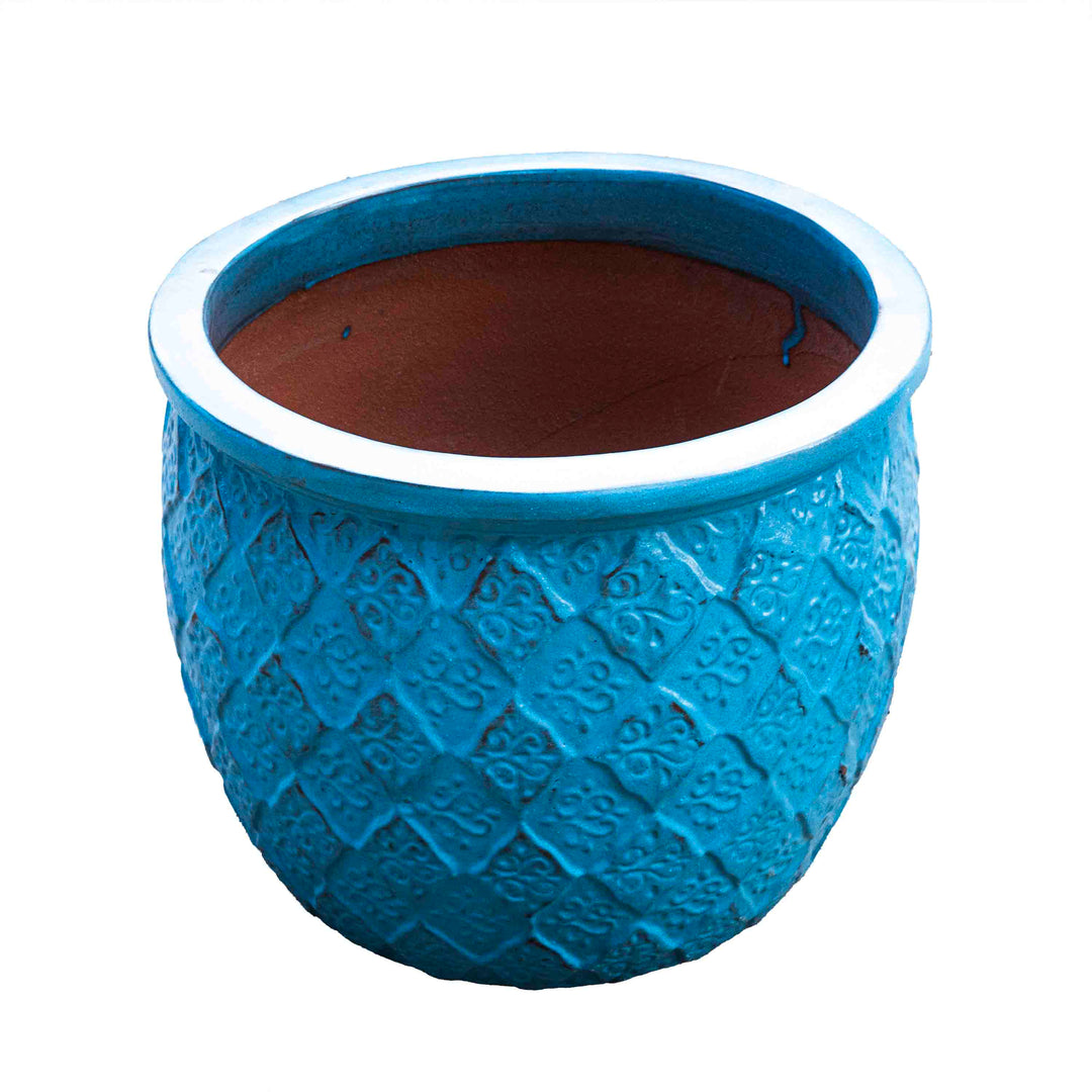 Outdoor Glazed Blue Lava Pot