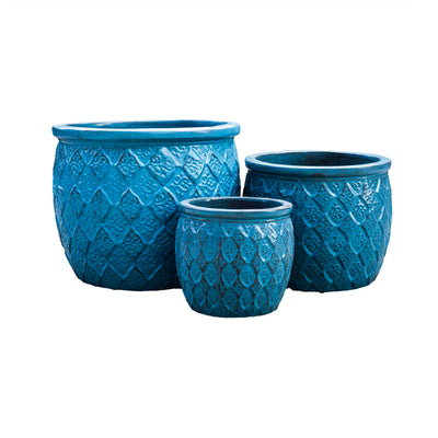 Outdoor Glazed Blue Lava Pot