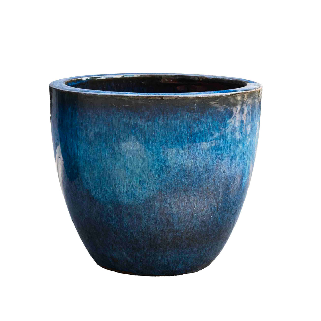 Outdoor Glazed Blue Pot