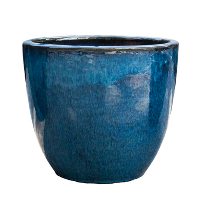 Outdoor Glazed Blue Pot