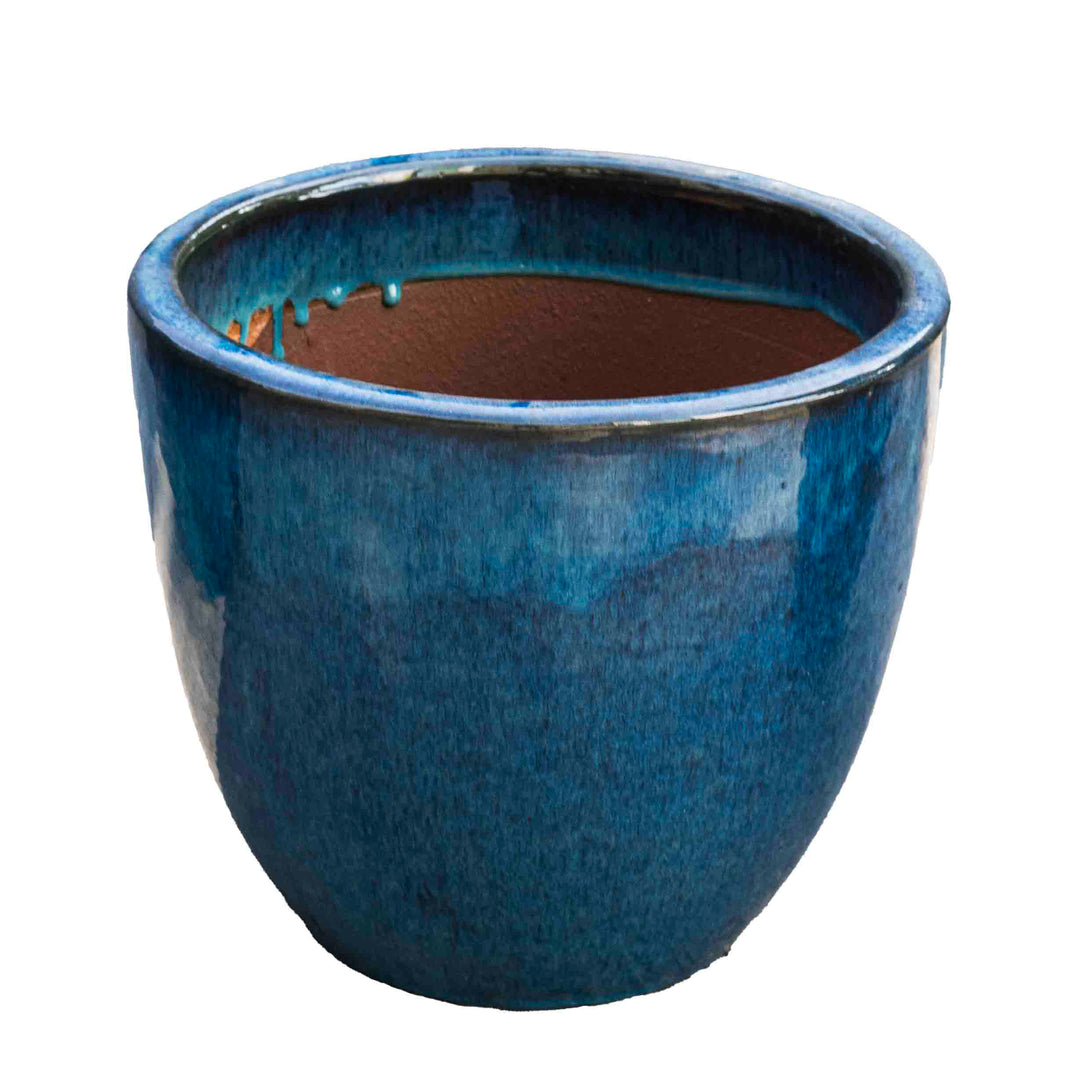 Outdoor Glazed Blue Pot