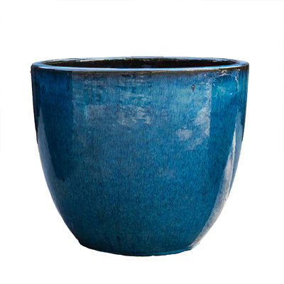 Outdoor Glazed Blue Pot