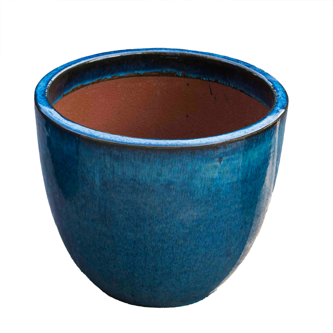 Outdoor Glazed Blue Pot