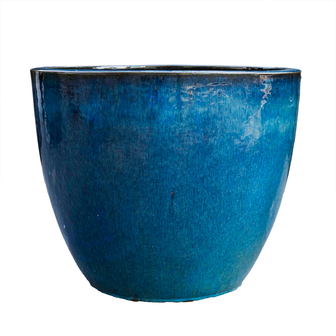 Outdoor Glazed Blue Pot