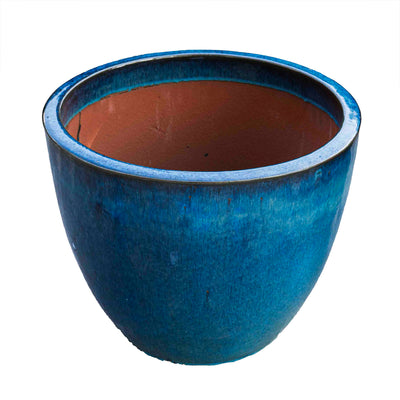 Outdoor Glazed Blue Pot