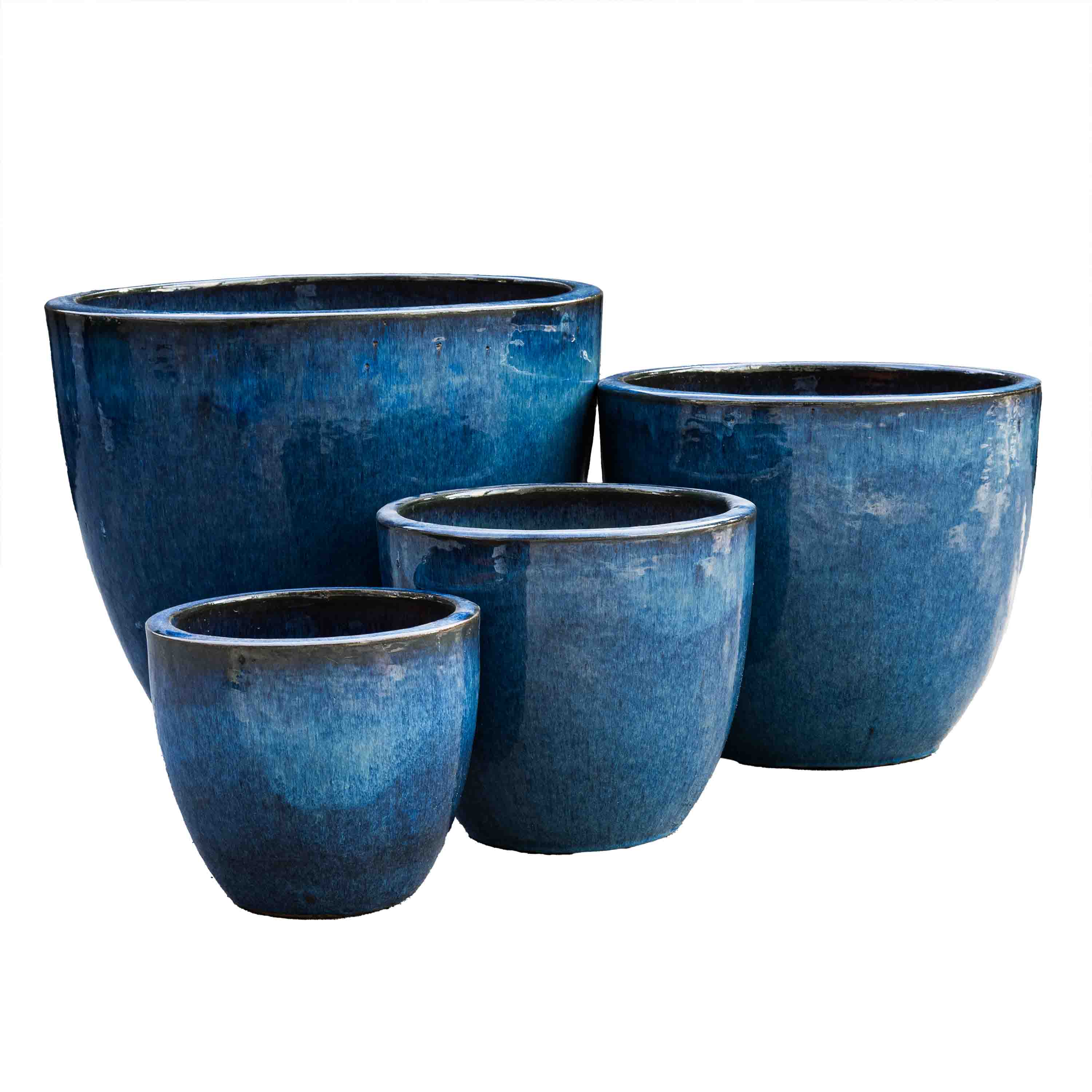 Outdoor Glazed Blue Pot