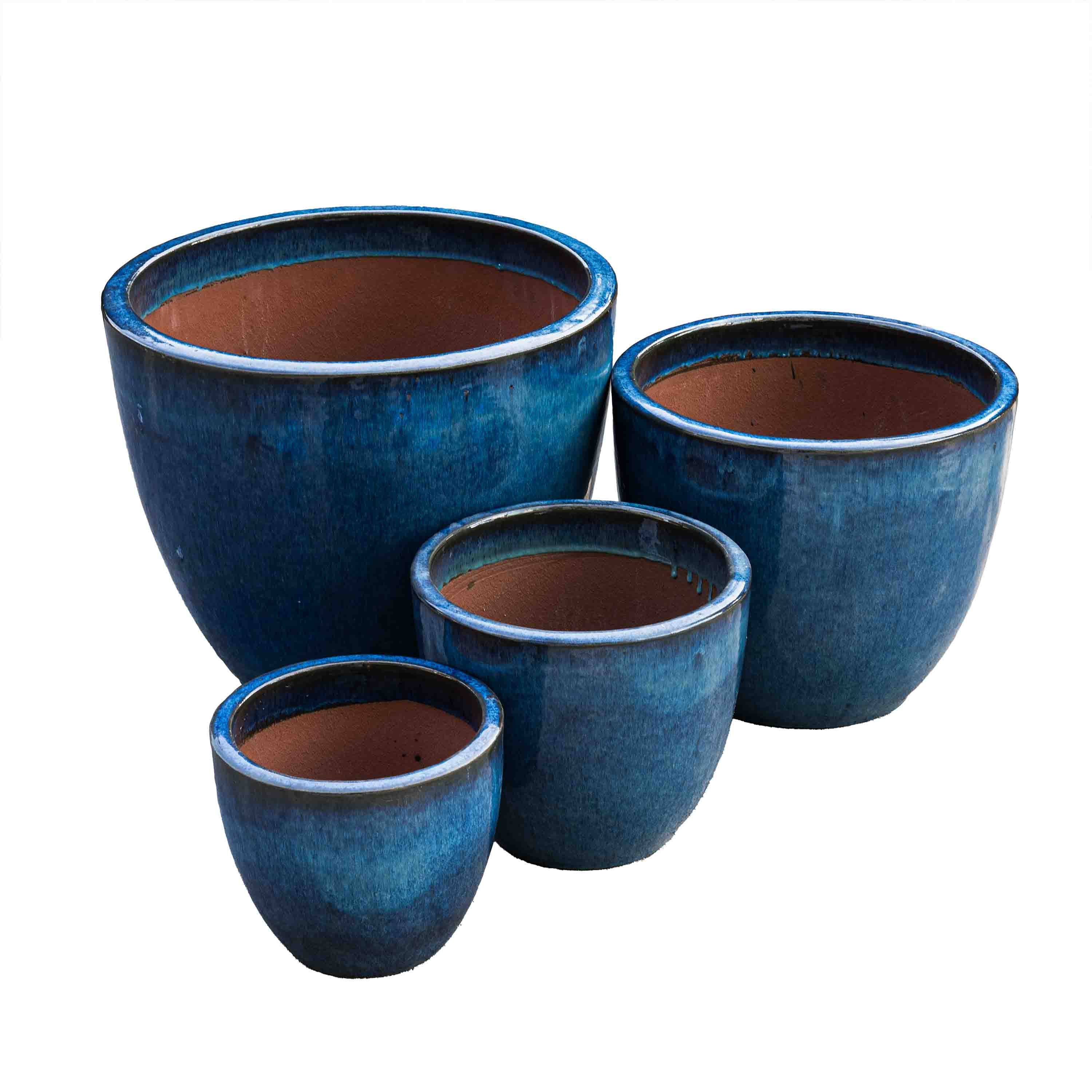 Outdoor Glazed Blue Pot