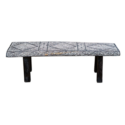 Handcarved Wooden Bench