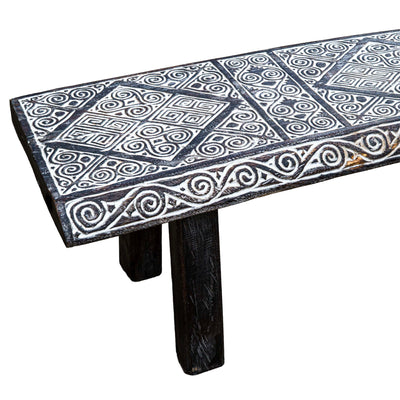 Handcarved Wooden Bench