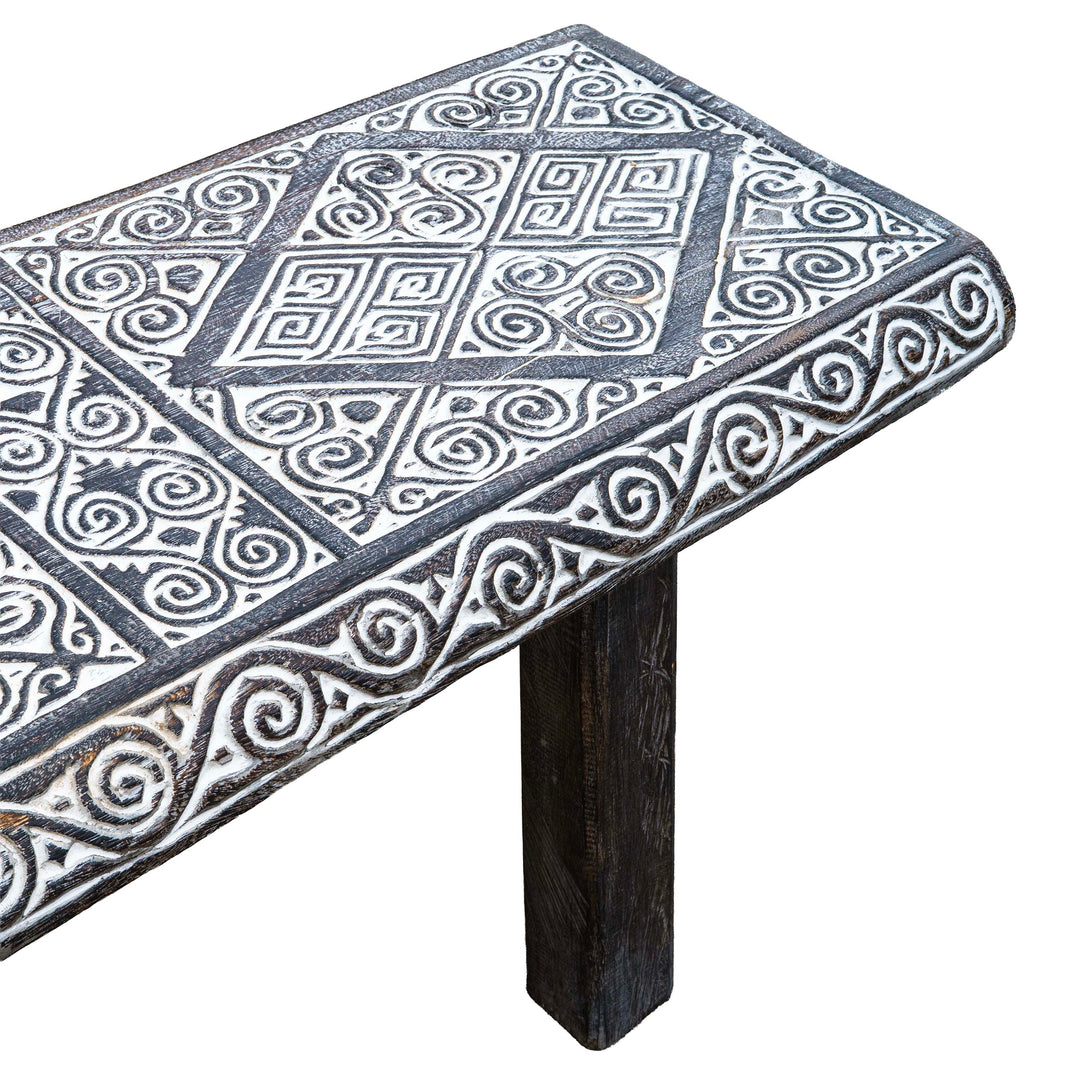 Handcarved Wooden Bench