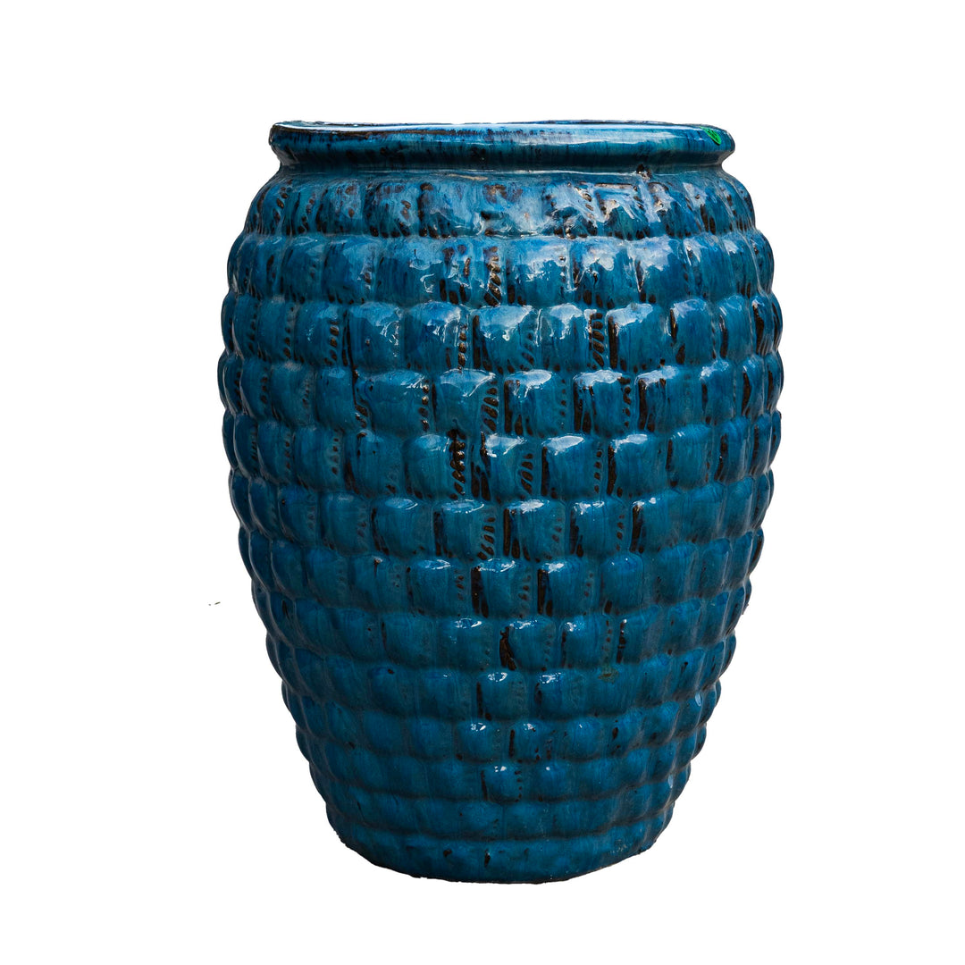 Glazed Outdoor Blue Pot