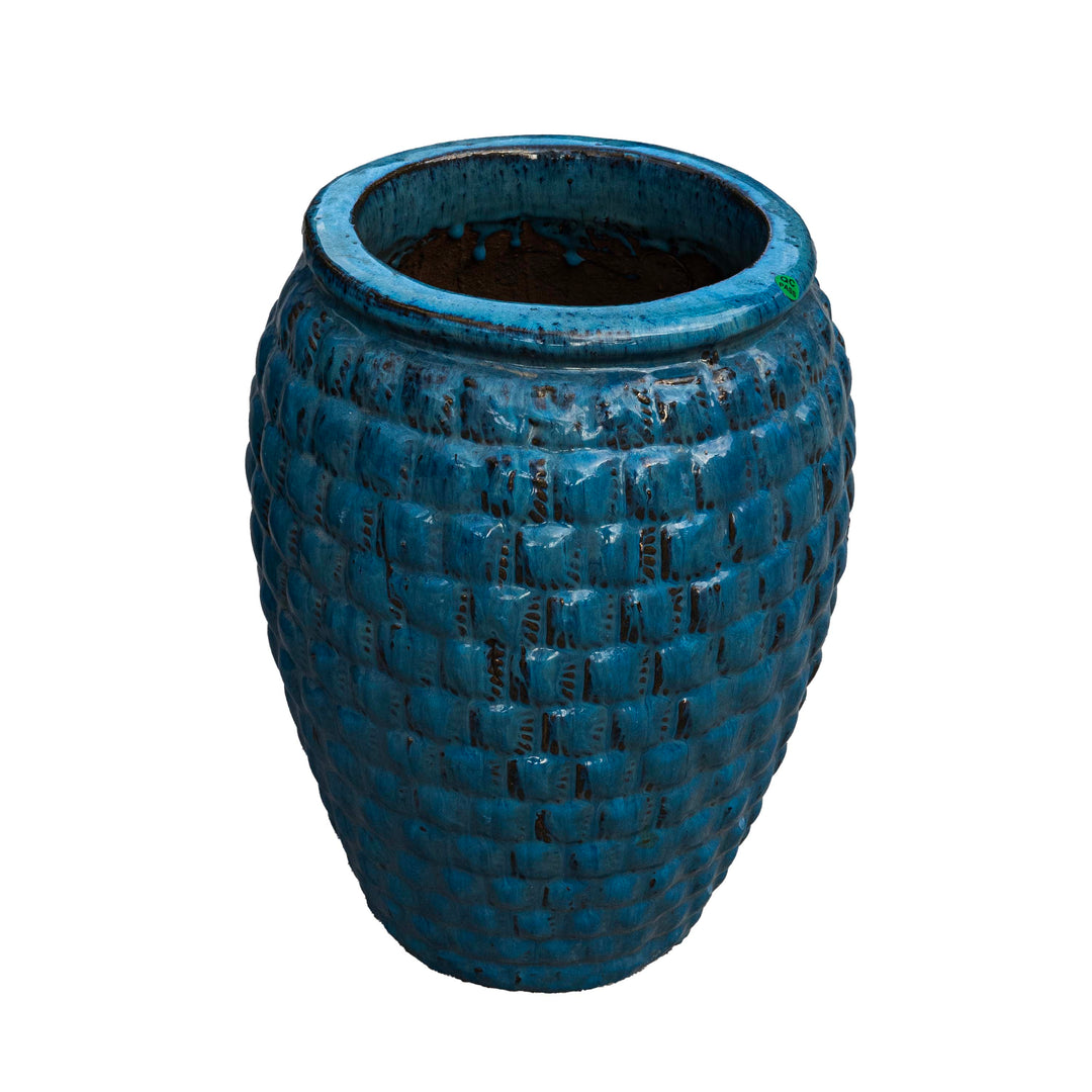 Glazed Outdoor Blue Pot