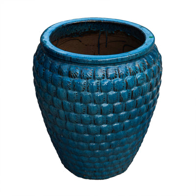 Glazed Outdoor Blue Pot