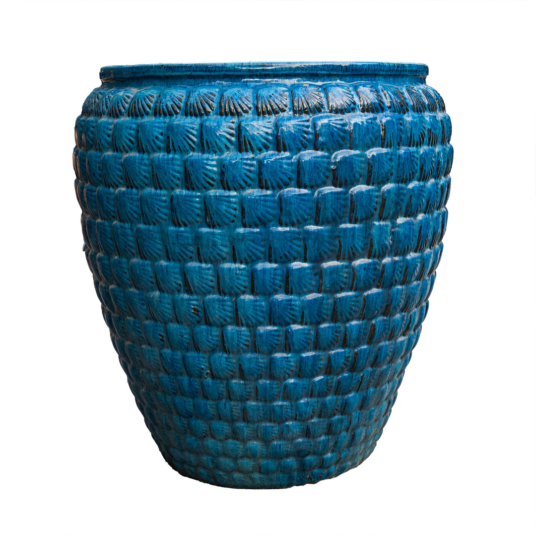 Glazed Outdoor Blue Pot