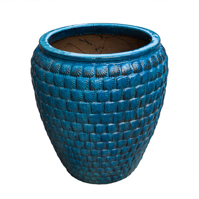 Glazed Outdoor Blue Pot