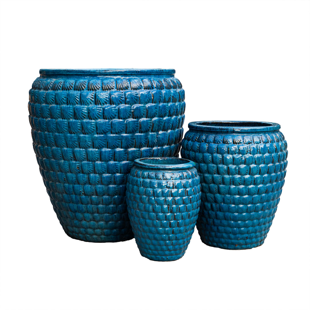 Glazed Outdoor Blue Pot