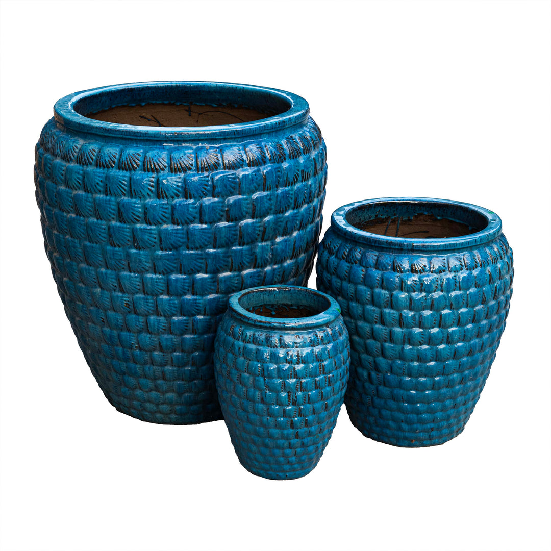 Glazed Outdoor Blue Pot