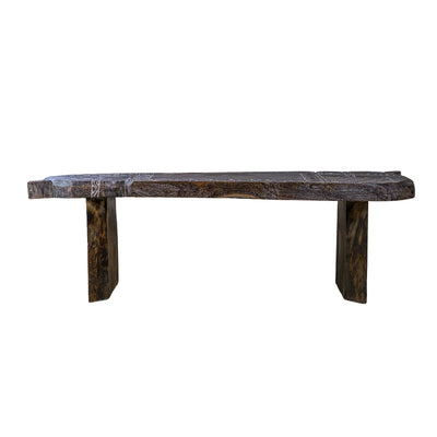 Horse Motif Handcarved Wooden Bench