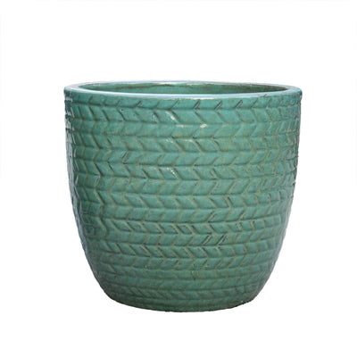 Outdoor Aqua Glazed Pot