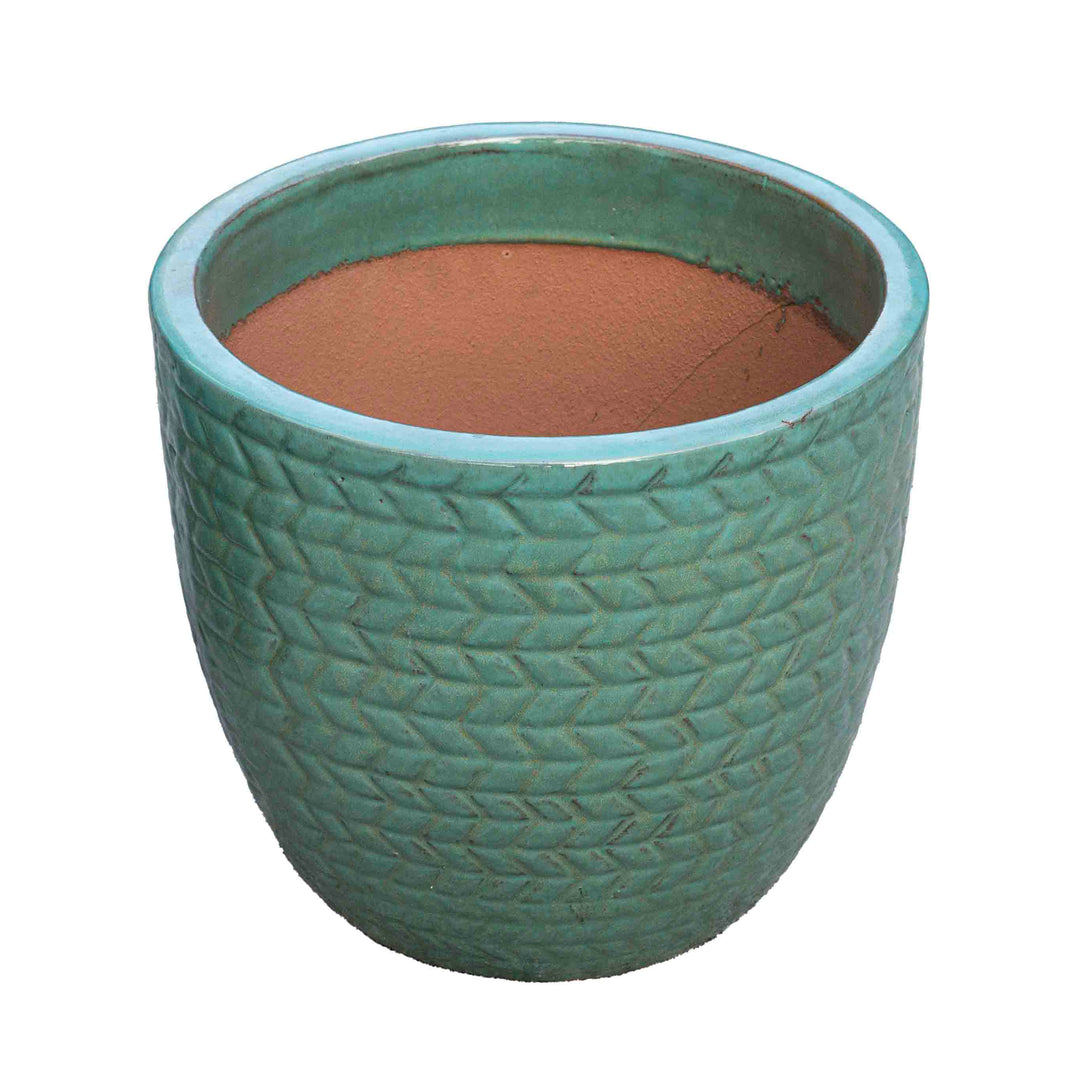 Outdoor Aqua Glazed Pot