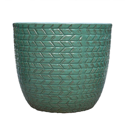 Outdoor Aqua Glazed Pot