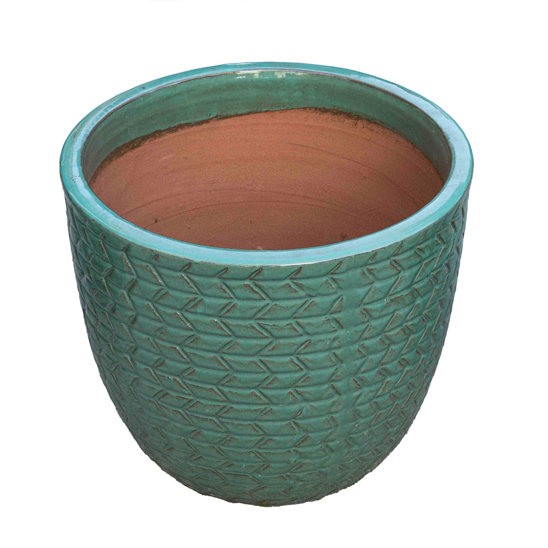 Outdoor Aqua Glazed Pot