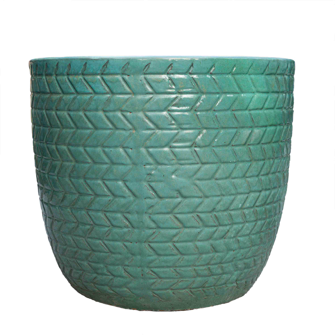 Outdoor Aqua Glazed Pot