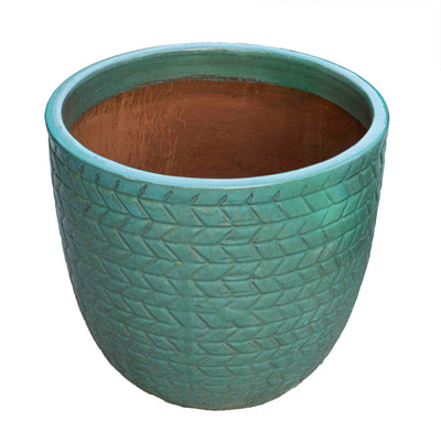 Outdoor Aqua Glazed Pot