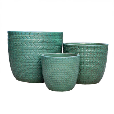 Outdoor Aqua Glazed Pot