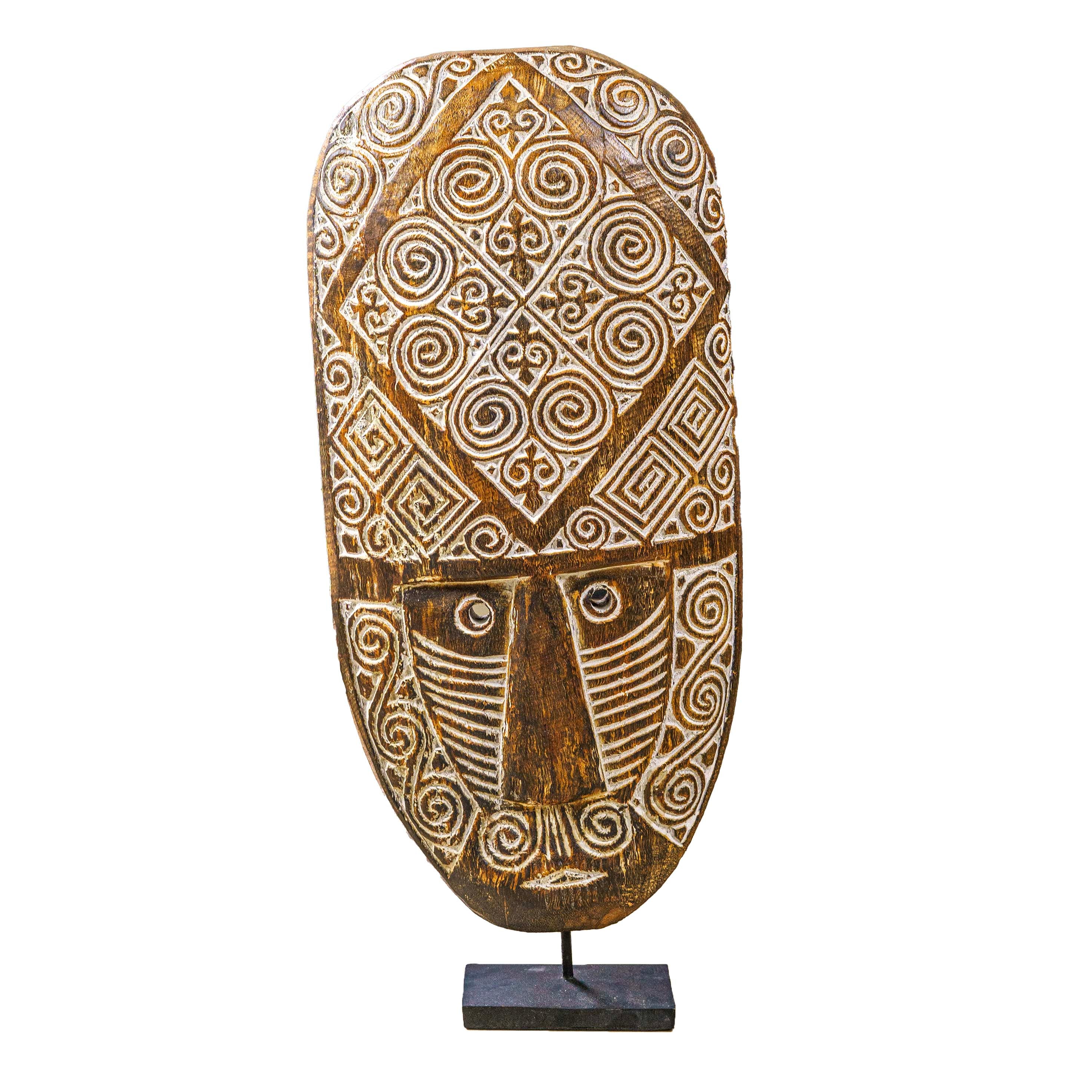 Handcarved Wooden Oval Shaped Mask