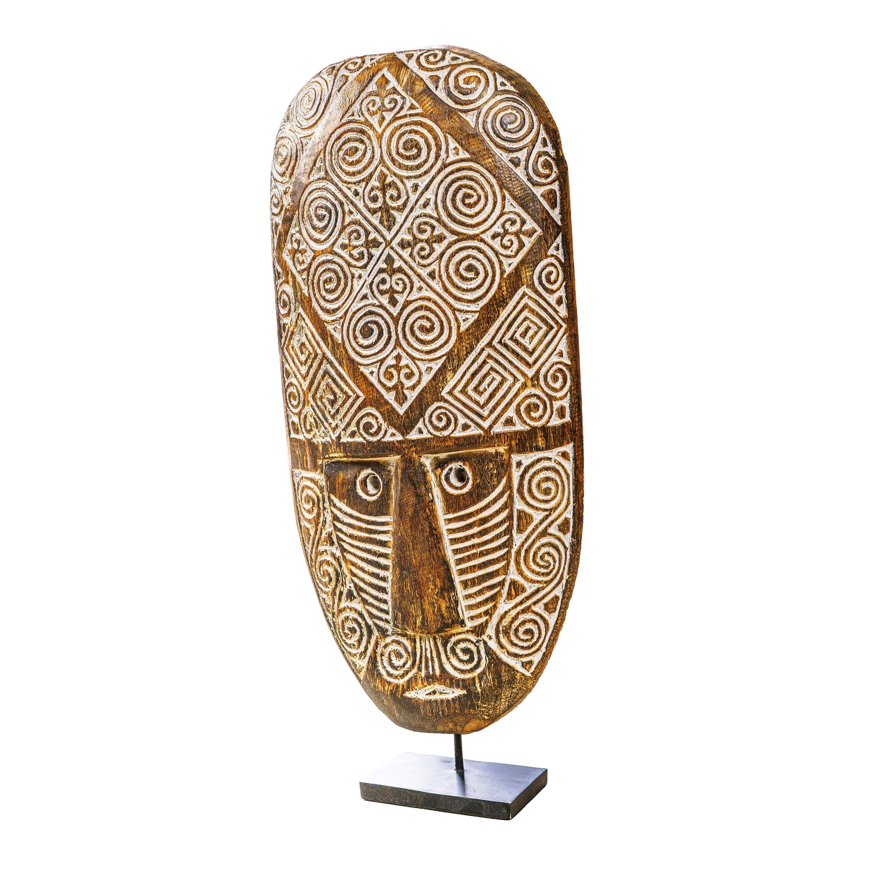 Handcarved Wooden Oval Shaped Mask