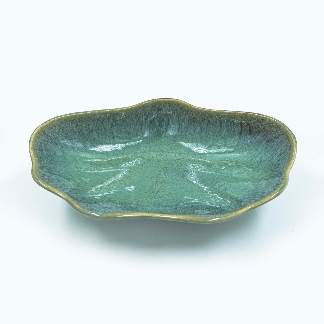 Mona Deep Curvy Serving Platter - Green