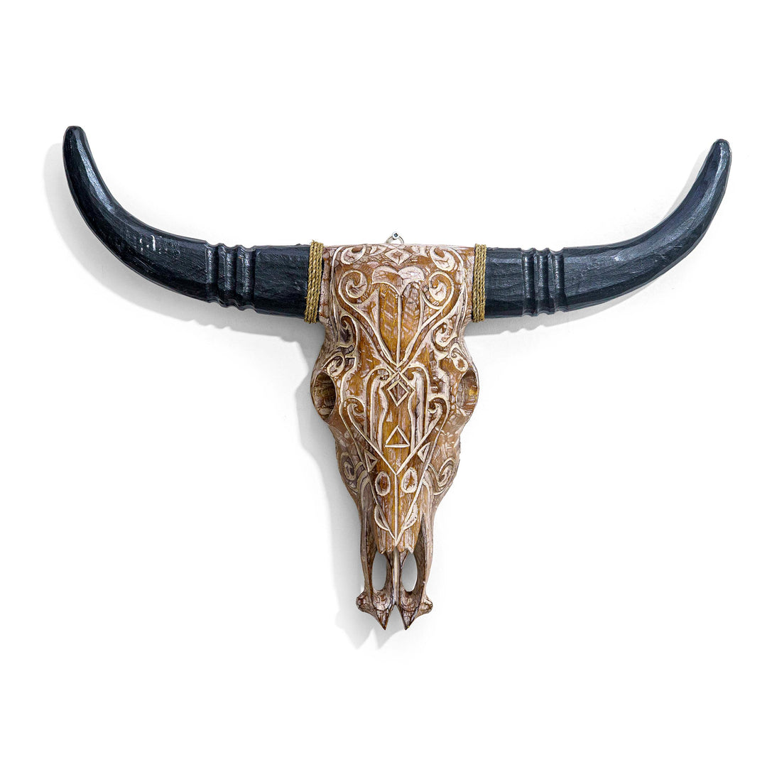 Handcarved Wood Bull Head