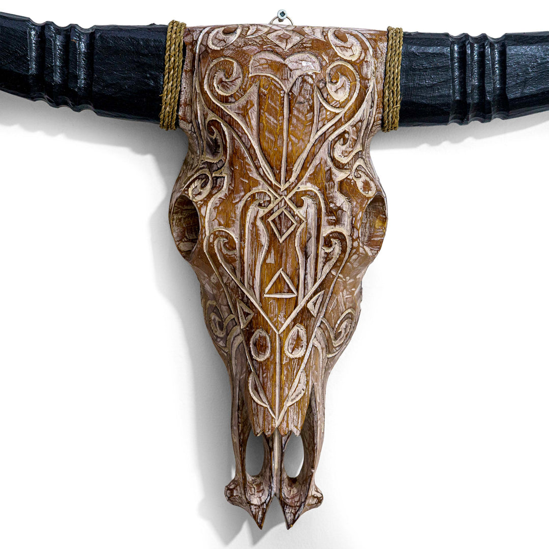 Handcarved Wood Bull Head