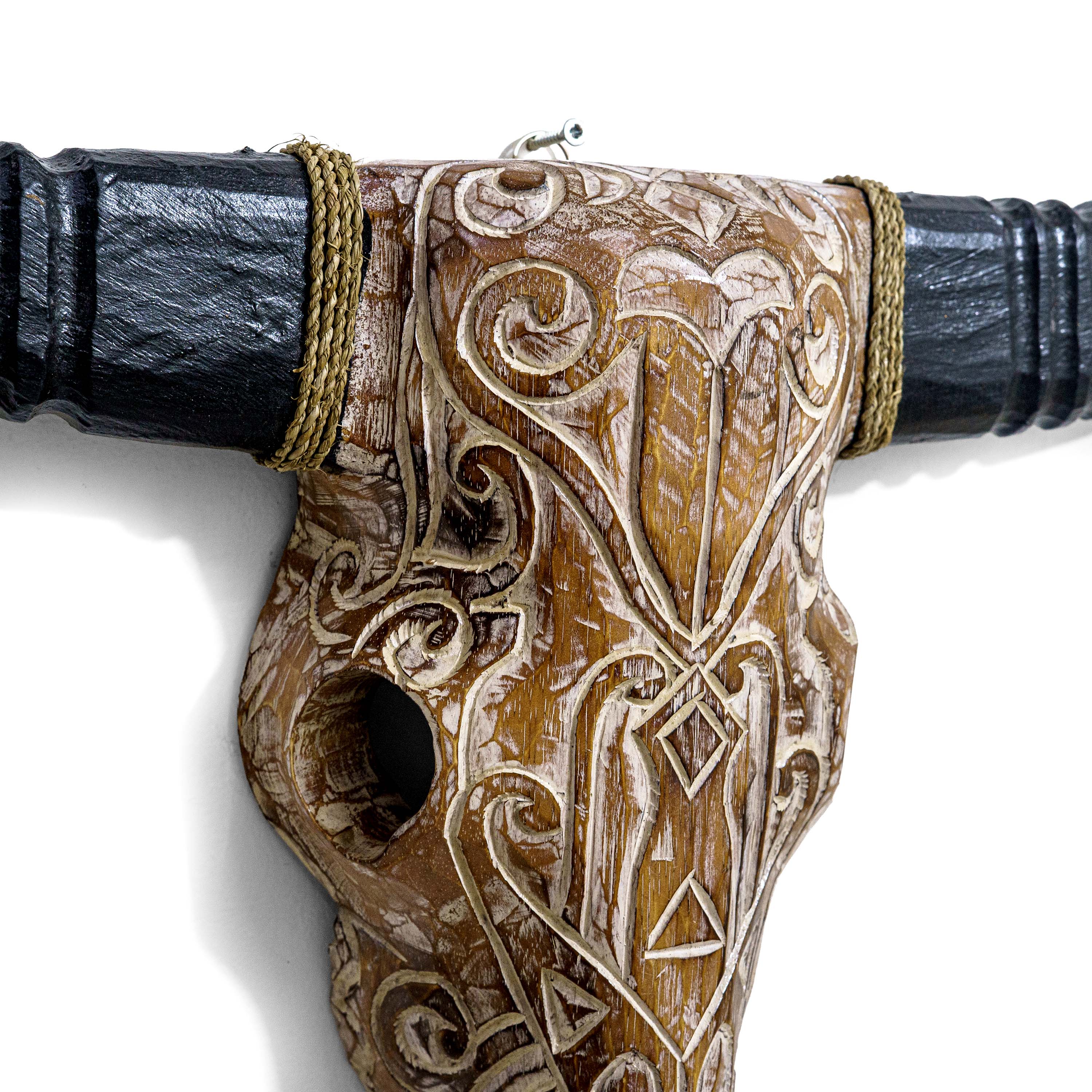 Handcarved Wood Bull Head