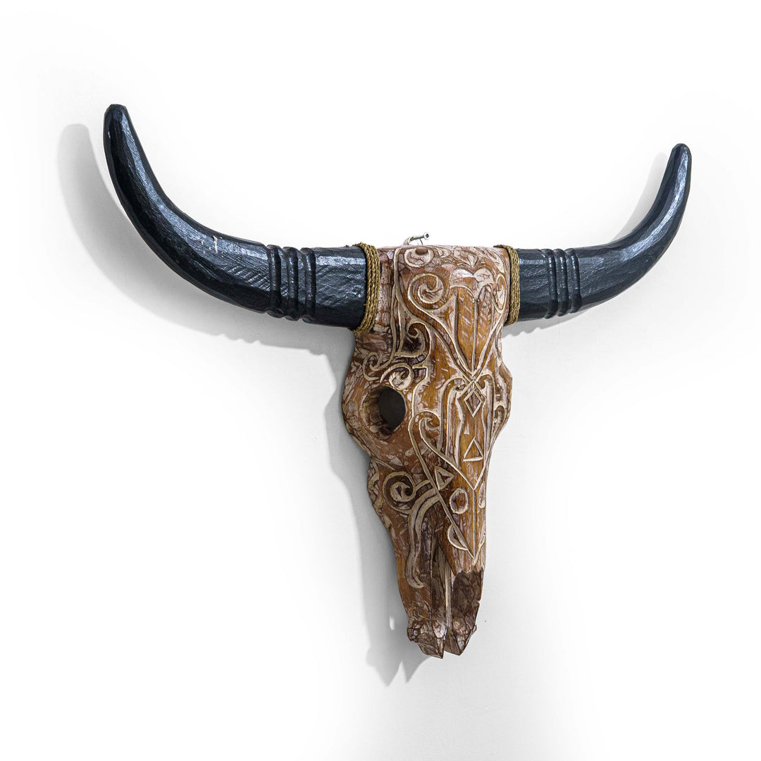 Handcarved Wood Bull Head