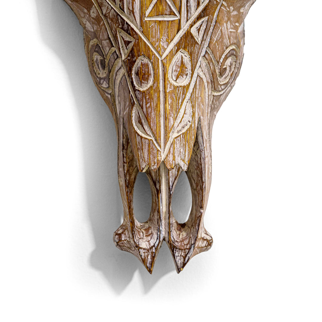 Handcarved Wood Bull Head