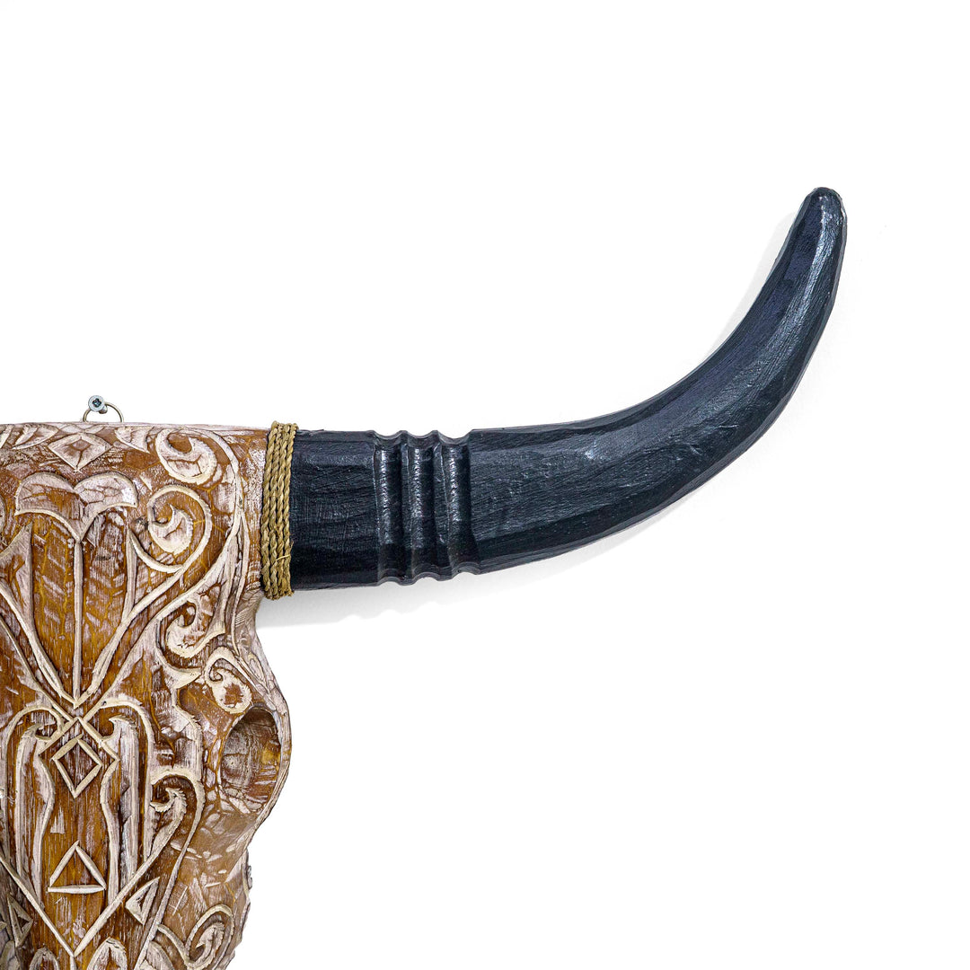 Handcarved Wood Bull Head