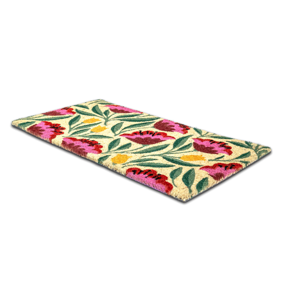 PVC BACKED COIR MAT RED ROSE
