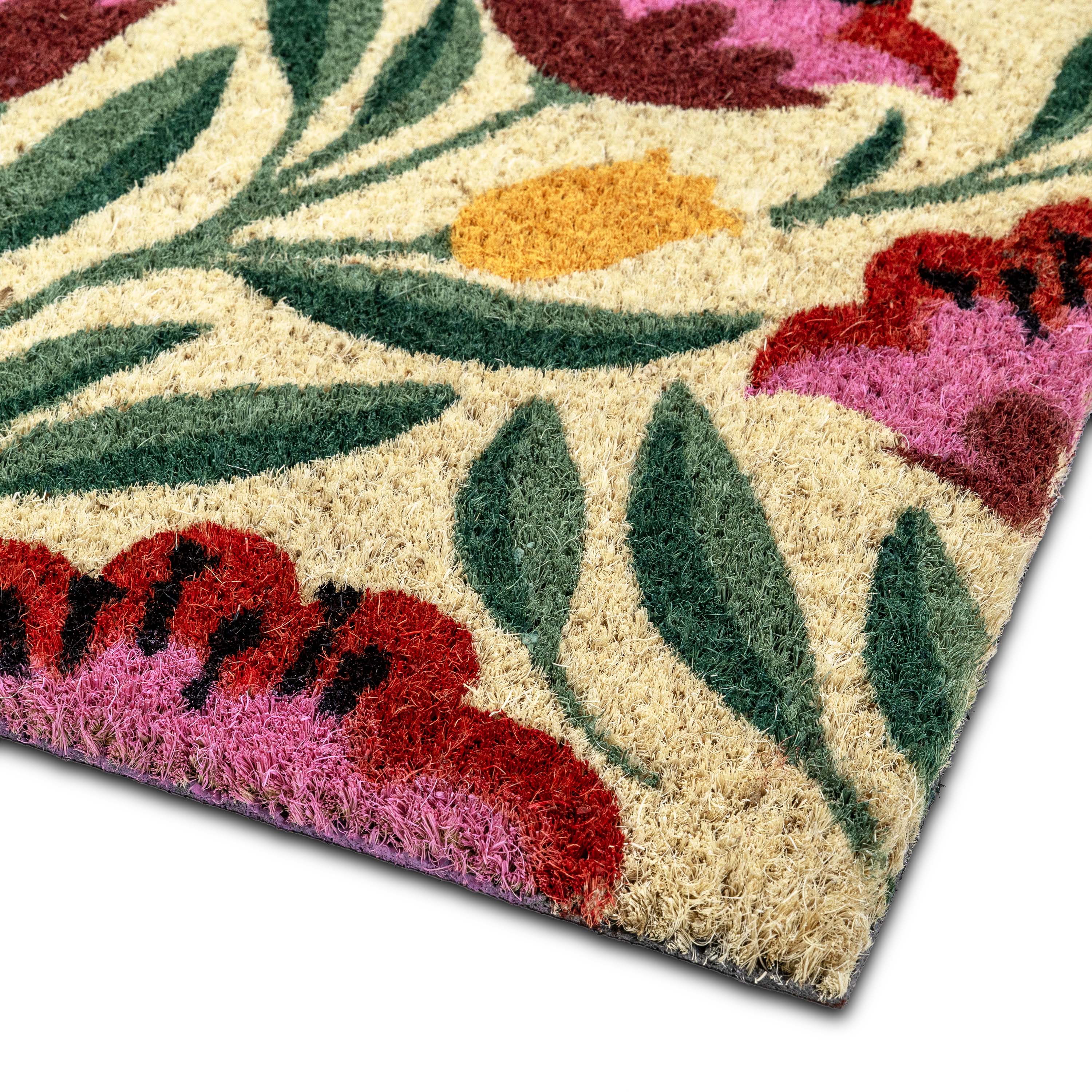 PVC BACKED COIR MAT RED ROSE