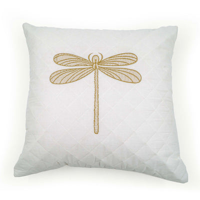 Embroidered Quilted Dragonfly Motif Cushion Cover