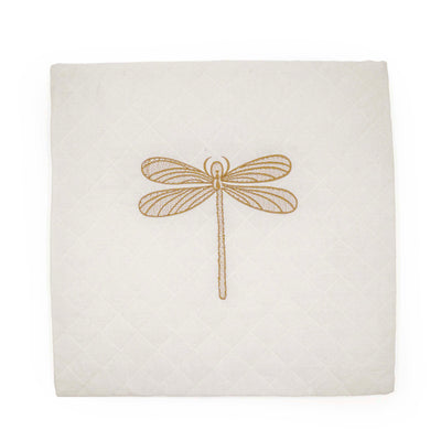 Embroidered Quilted Dragonfly Motif Cushion Cover