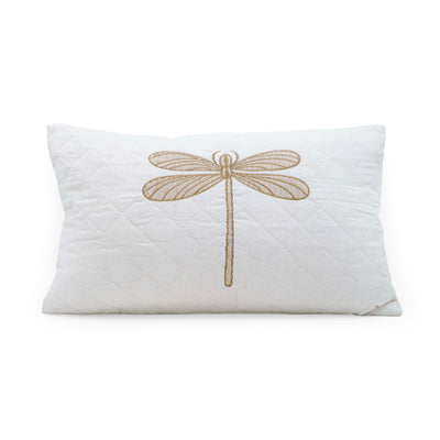 Embroidered Quilted Dragonfly Motif Cushion Cover
