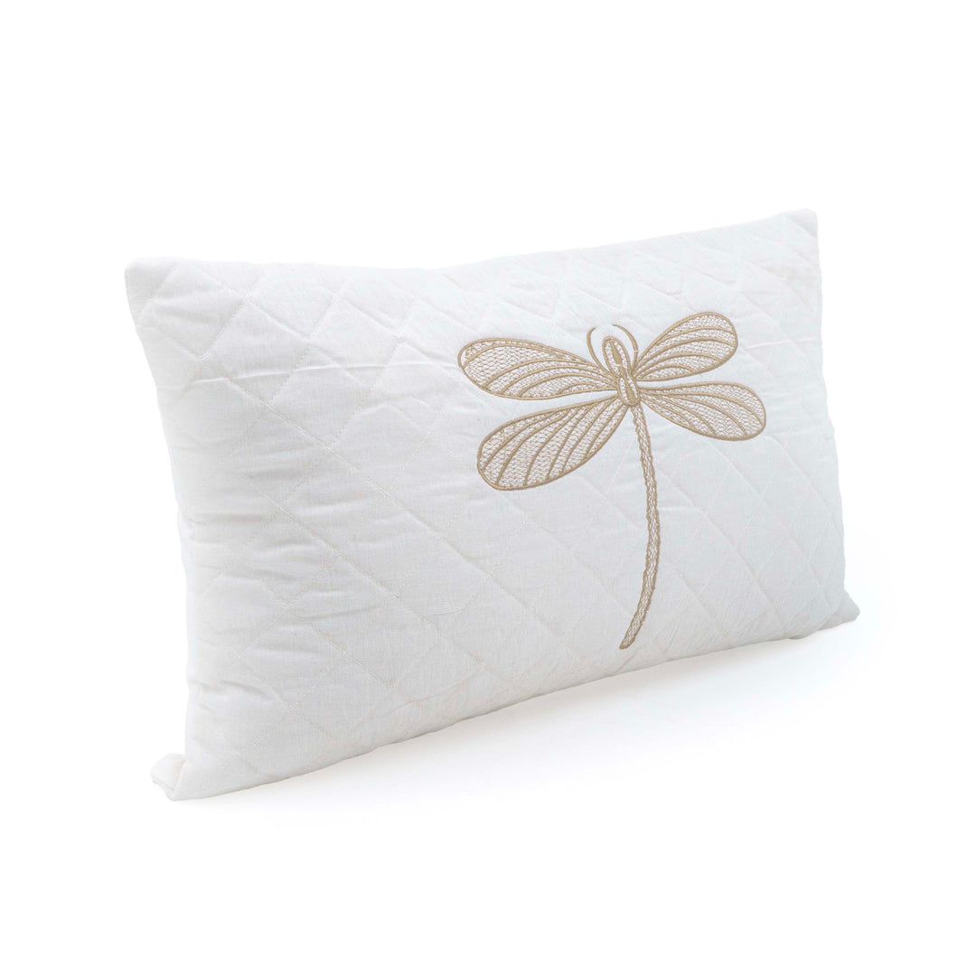 Embroidered Quilted Dragonfly Motif Cushion Cover