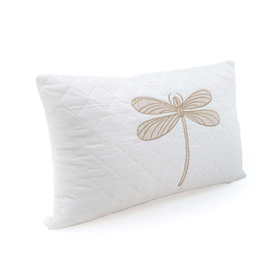 Embroidered Quilted Dragonfly Motif Cushion Cover